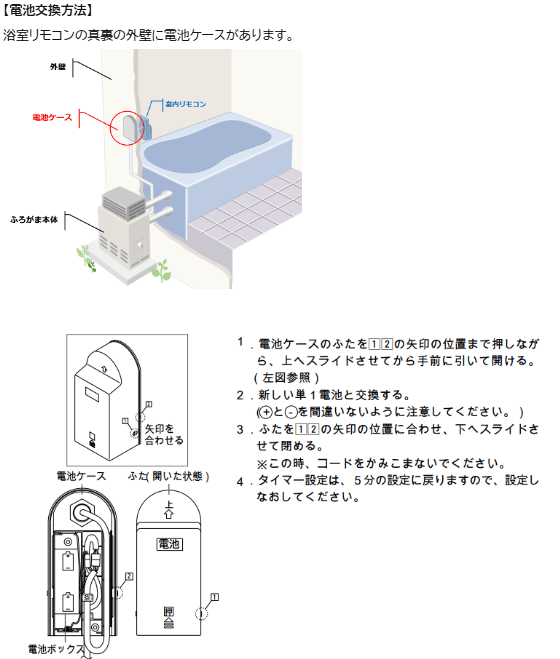 ノーリツ給湯器電池交換方法