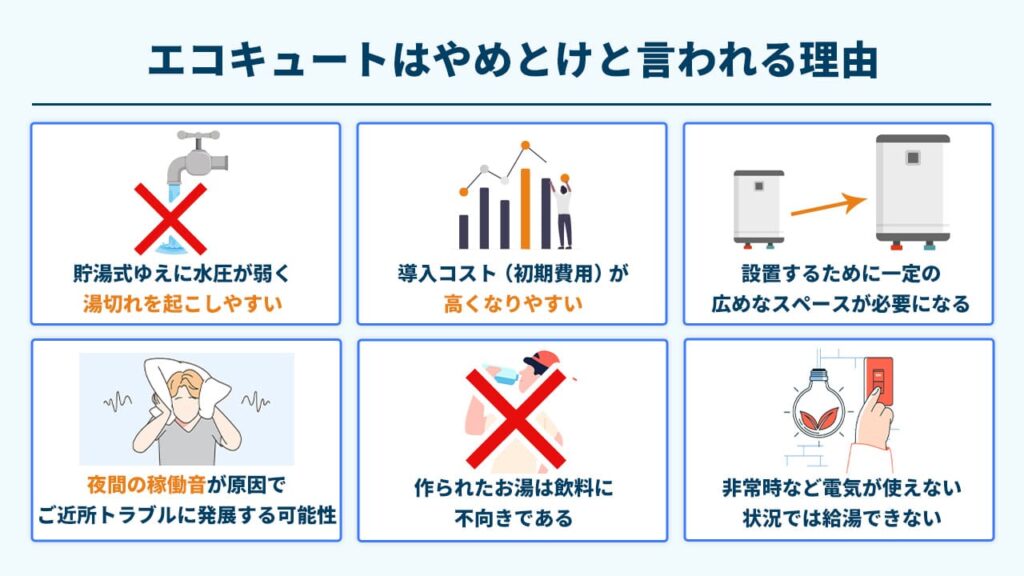 エコキュートはやめとけって本当？やめたい派の主張と後悔しない給湯器 