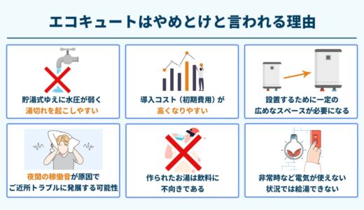 エコキュートはやめとけって本当？やめたい派の主張と後悔しない給湯器選びのコツを紹介