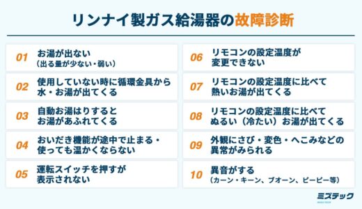 リンナイのガス給湯器が故障した時の原因・対処法を解説！備えと修理費用も紹介