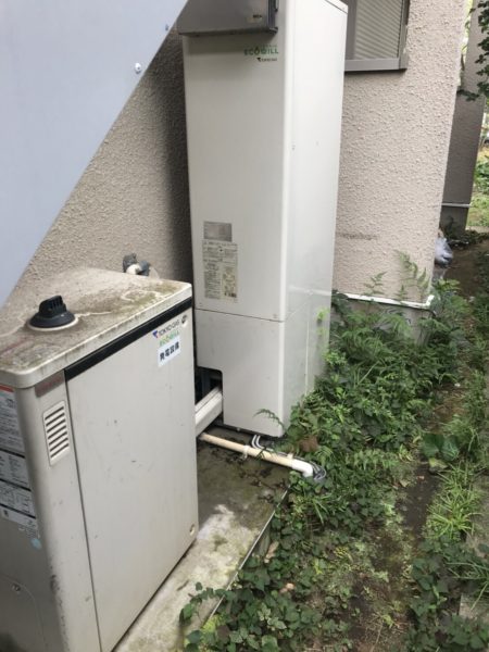 東京都杉並区でエコウィル⇒ガス給湯器への交換工事の施工事例