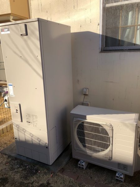 東京都八王子市で電気温水器からエコキュート交換工事　ナショナル『DH-46G2SUB』→三菱『SRT-C374』