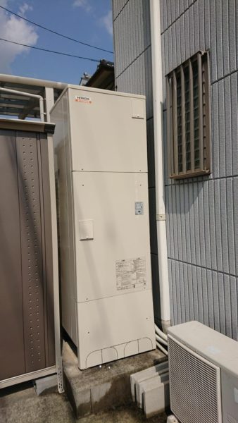 大阪府大阪狭山市で電気温水器からエコキュート交換工事　東芝『NPL-2TFB465SRAU』→日立『BHP-F46RD』