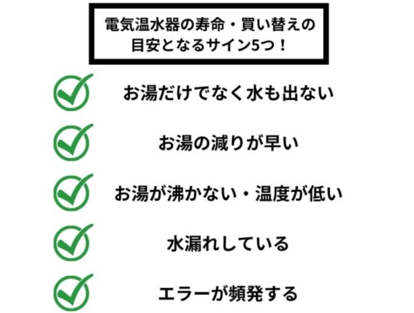 電気温水器の寿命・買い替えの目安となるサイン