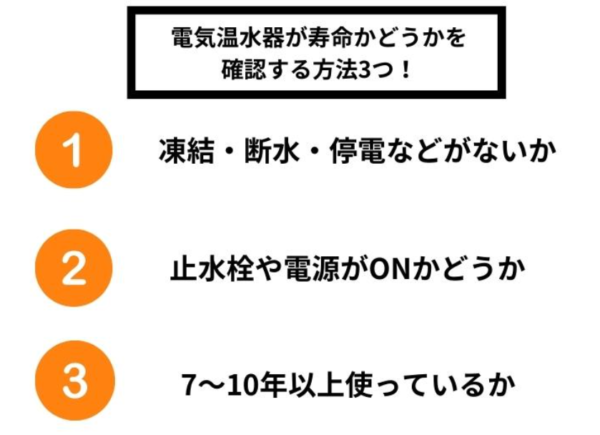 電気温水器が寿命かどうかを確認する方法3つ