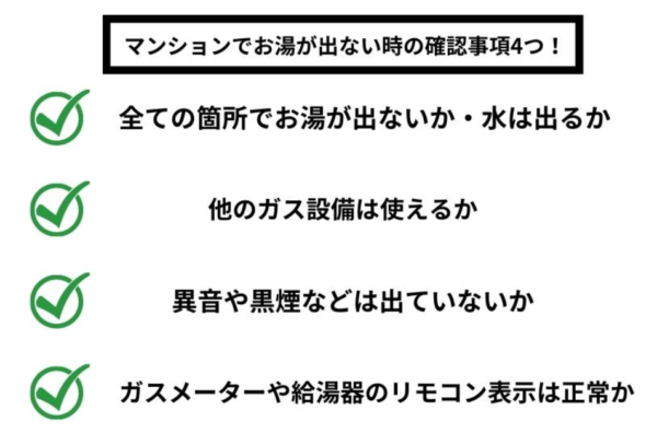 マンションでお湯が出ない時の確認事項