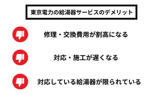 東京電力に給湯器の修理・交換を依頼するデメリット3つ