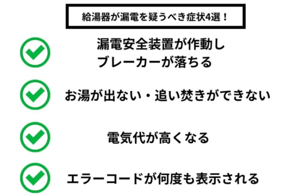 給湯器の漏電とは？疑わしい症状4選