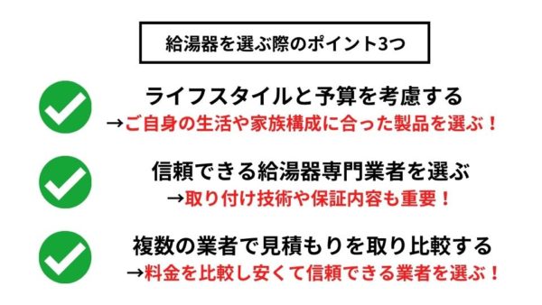 エコワンなどの給湯器を選ぶ際のポイント