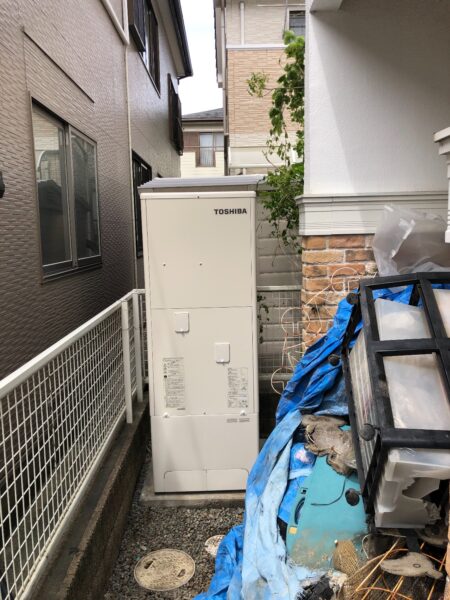 静岡県浜松市中区の電気温水器⇒エコキュート交換　三菱『SRT-5567FUD-BL』⇒東芝『HWH-B376-R』への交換施工事例