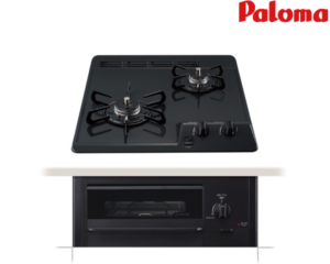 パロマ コンパクトキッチン2口 ガスコンロ PD-N202BG