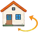 住宅と移設矢印のイラスト