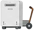 既存給湯器を台車で運び出すイラスト