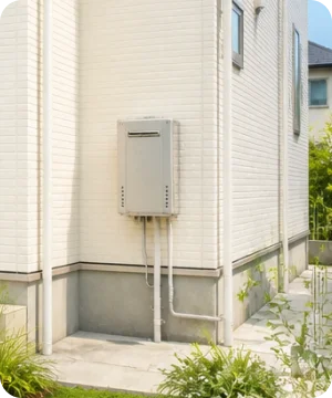 日の出町の戸建て住宅に設置されたガス給湯器