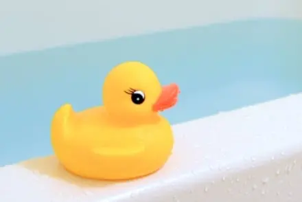 お風呂に浮かぶアヒルのおもちゃ