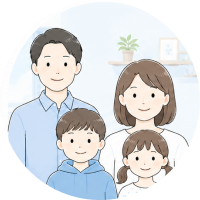 4名以上の家族のイラスト